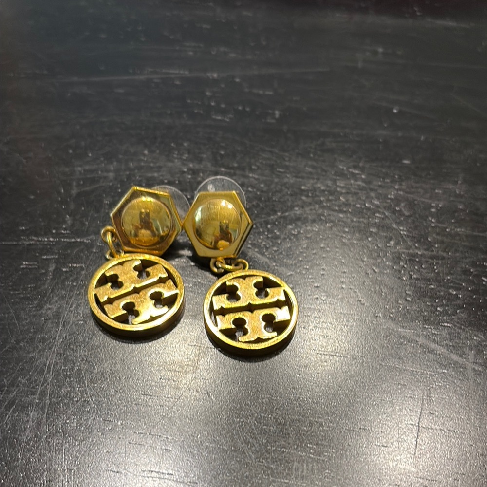 Tory Burch Gold Hexagon Drop Earrings (do not have original backs)